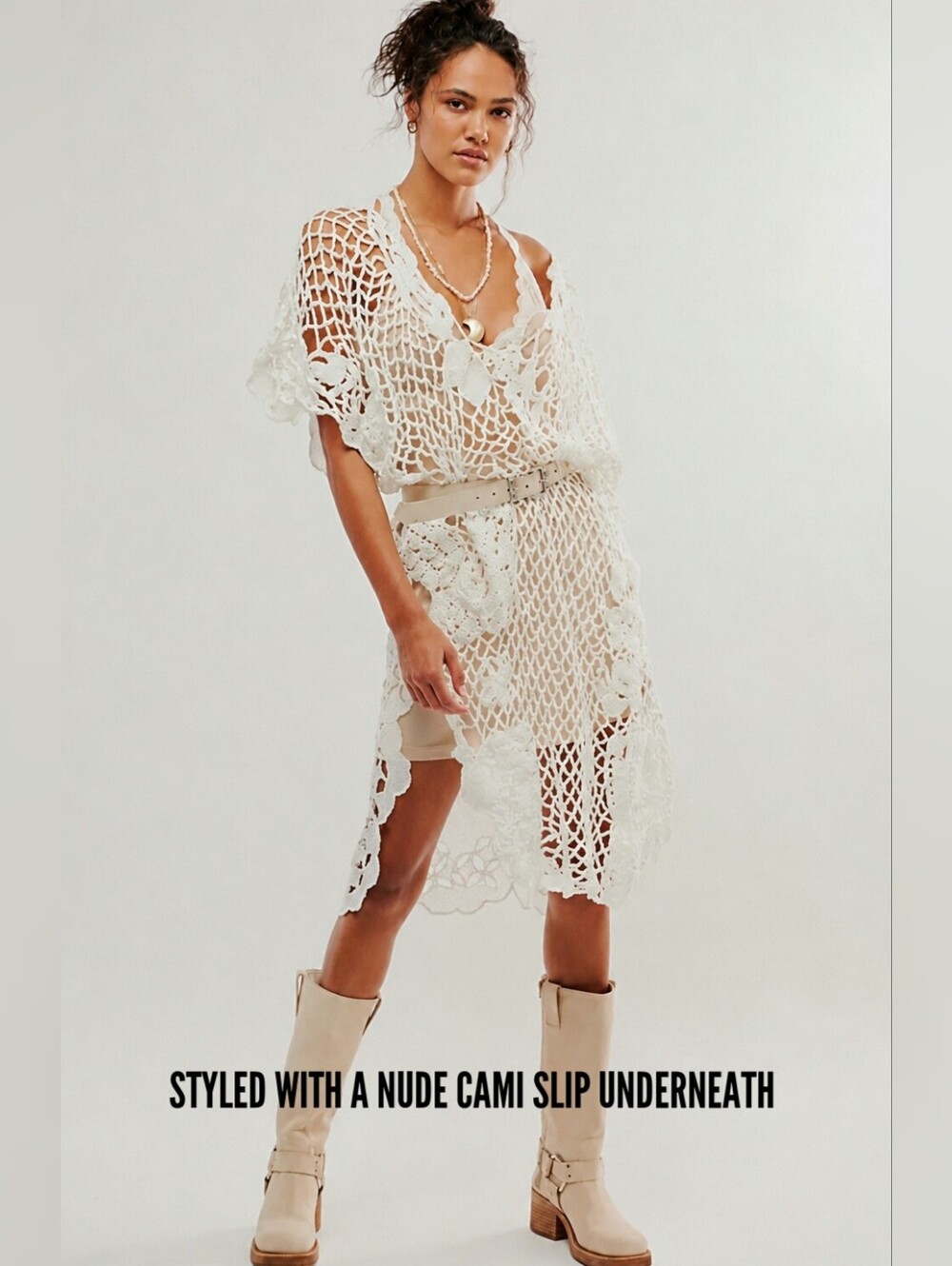 Free People, Crochet Away V-Neck Kaftan
